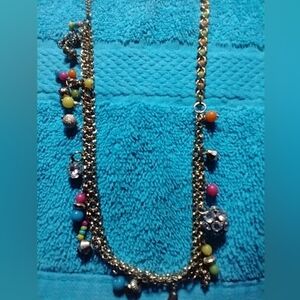 Goldtone multicolor long chain necklace